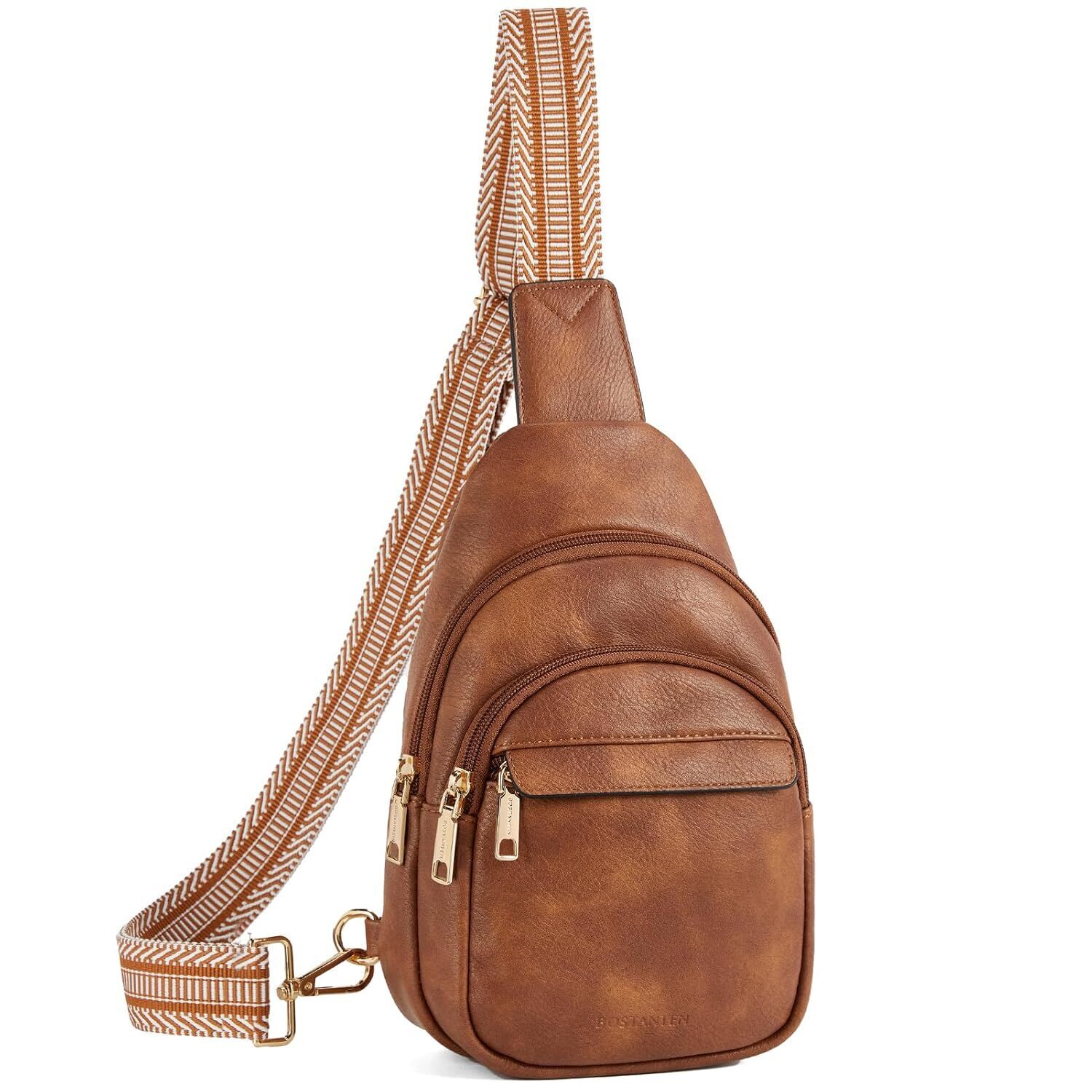 Leather Crossbody Bag For Women Brown Sling